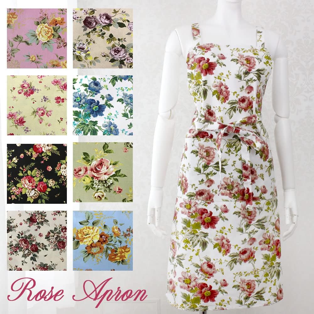Amazon.co.jp: エプロン ローズ 花柄 バラ おしゃれ 薔薇柄 花柄